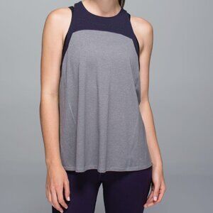 Lulu Lemon-  SIZE 4 - Racerback Tank - Open back -‎ Loose Fit - Slate Gray/Grape